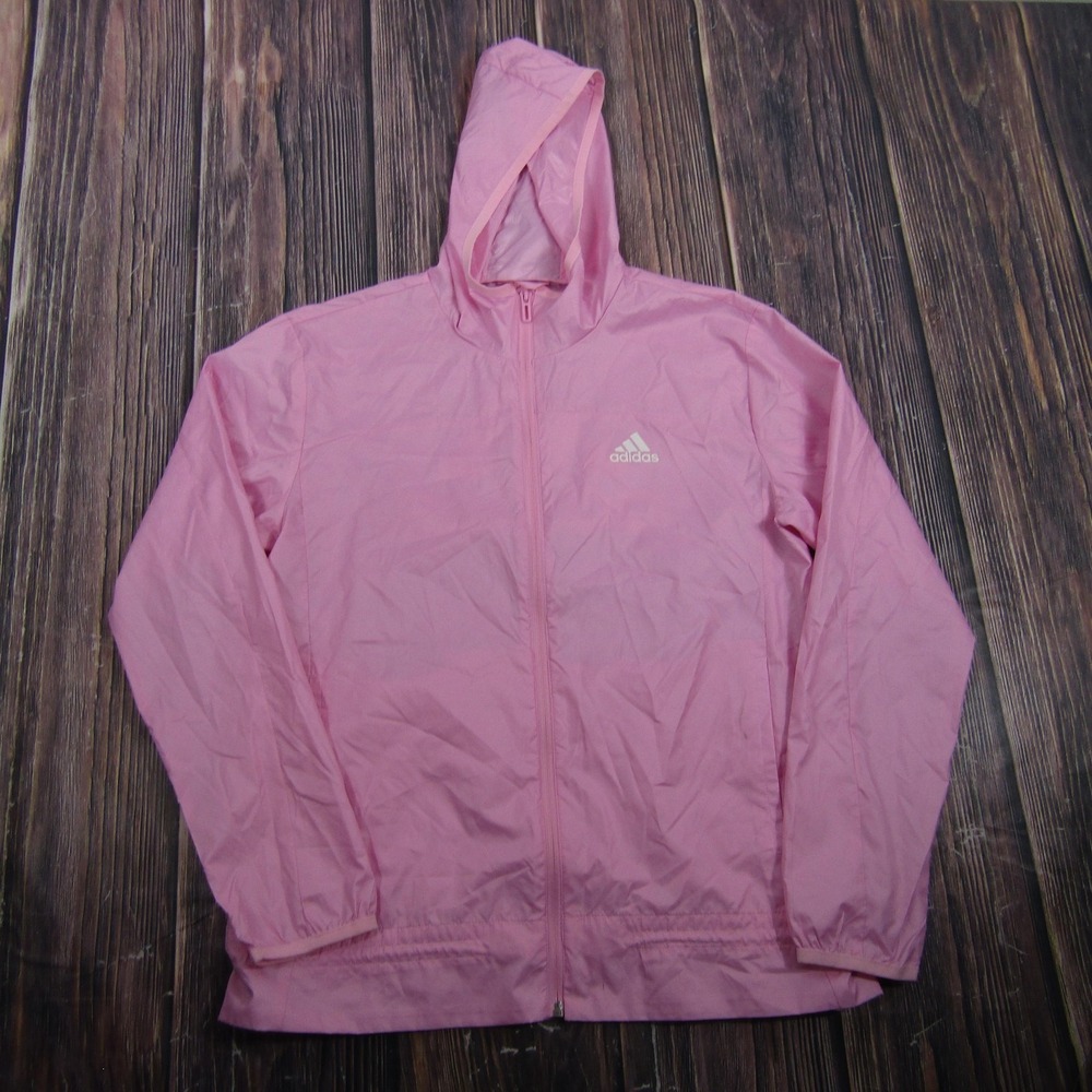 Adidas Jacket Womens M Pink WIND.RDY Hooded Full Zip Lightweight Windbreaker
